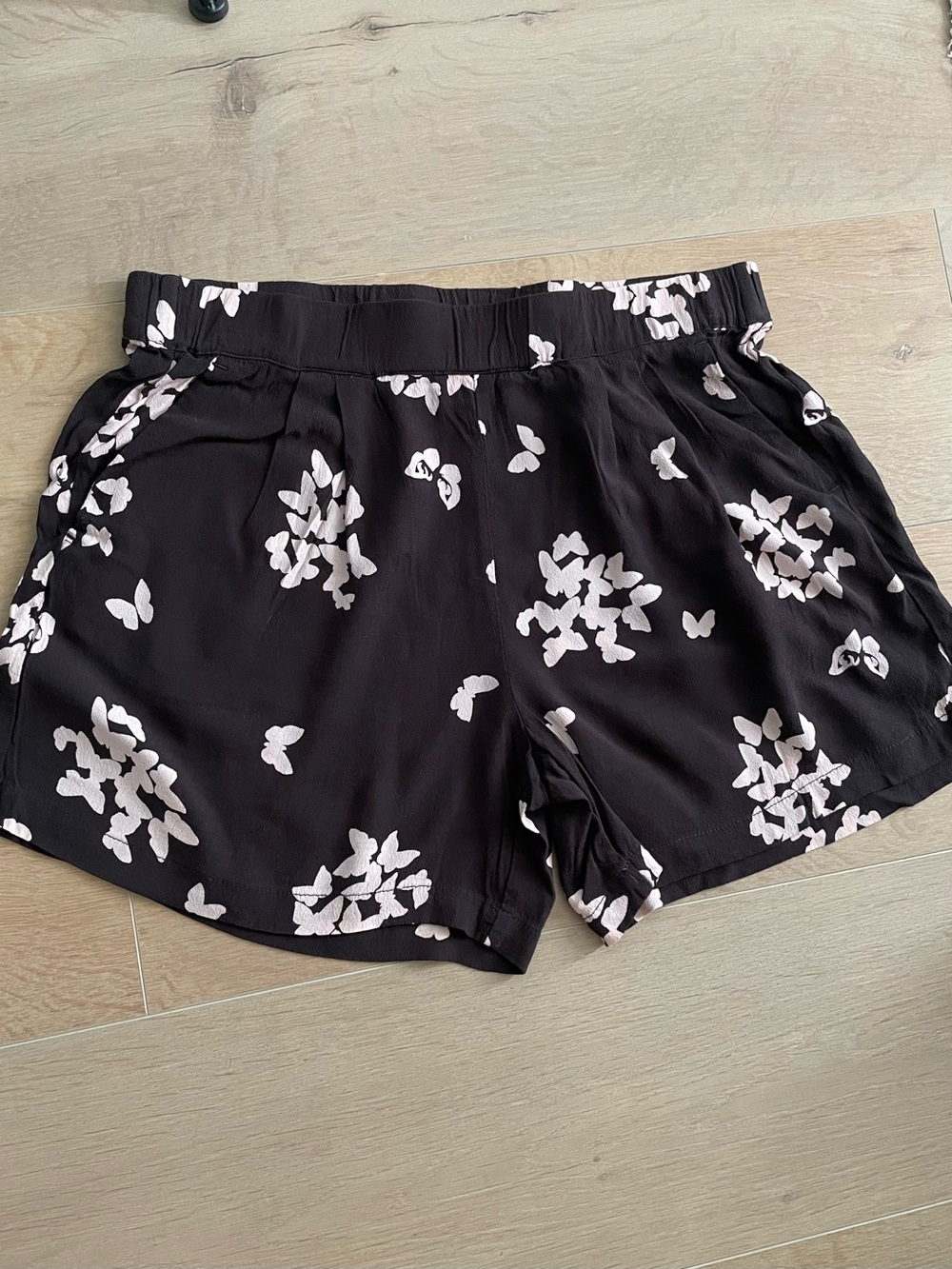 JOE FRESH Dark Brown Shorts with Pale Pink Butterfly Floral Print